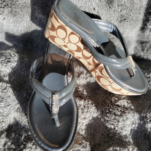 Coach Tan and Gray Platform Sandals - Picture 4 of 4